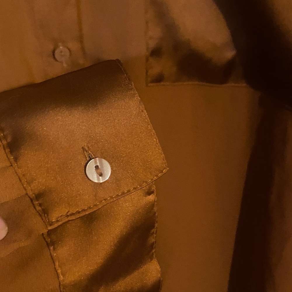 Worthington Rust-Brown Band Collar Button-Up Blouse - Picture 6 of 7